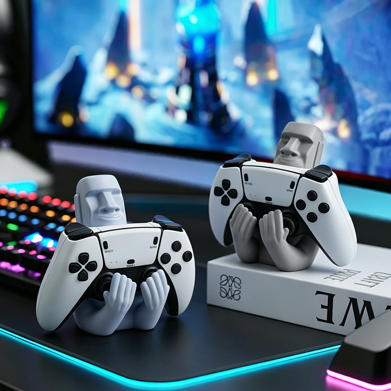 Gaming Accessories Room - Komik Moai Taş Reçine Gamepad Tutucu